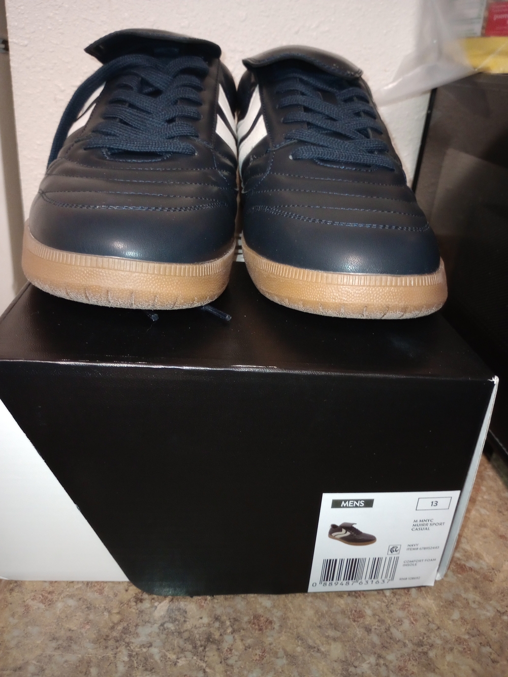 adidas Navy Blue and White Indoor Soccer Shoes with Gum Sole